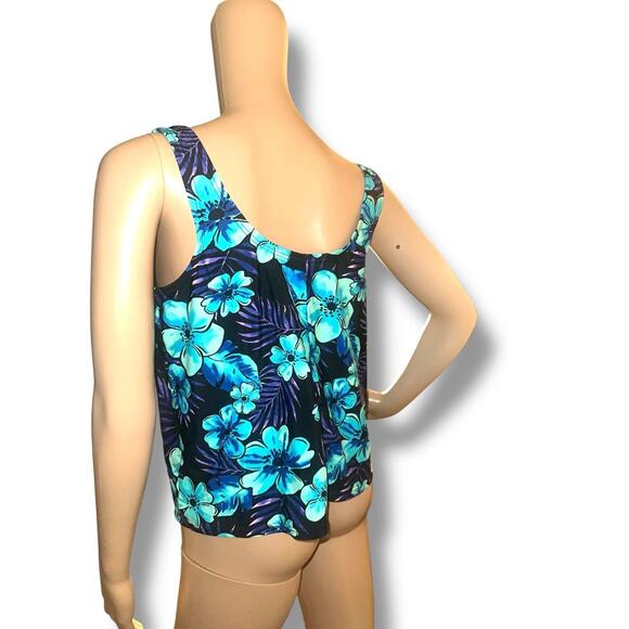 Blair Blue Floral Tankini Swim Top Size 14 - Picture 4 of 5